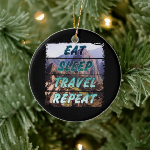 Eat Sleep Travel Repeat - Machu Picchu, Peru Ceramic Ornament