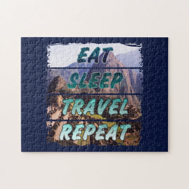 Eat Sleep Travel Repeat - Machu Picchu, Peru Jigsaw Puzzle (Horizontal)