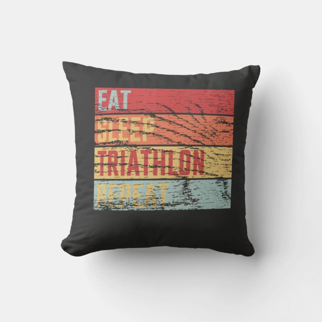Eat Sleep Triathlon Repeat Cushion (Front)
