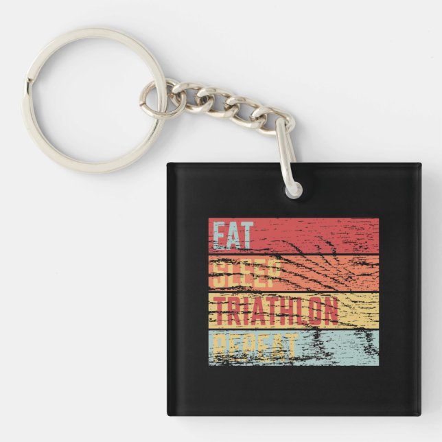 Eat Sleep Triathlon Repeat Key Ring (Front)