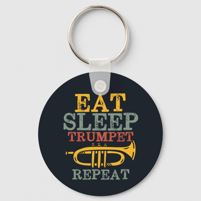 Eat Sleep Trumpet Repeat Funny Marching Band Key Ring (Front)