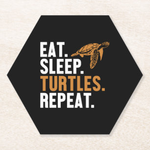 Eat Sleep Turtles Repeat Tortoise Painted Lover Paper Coaster