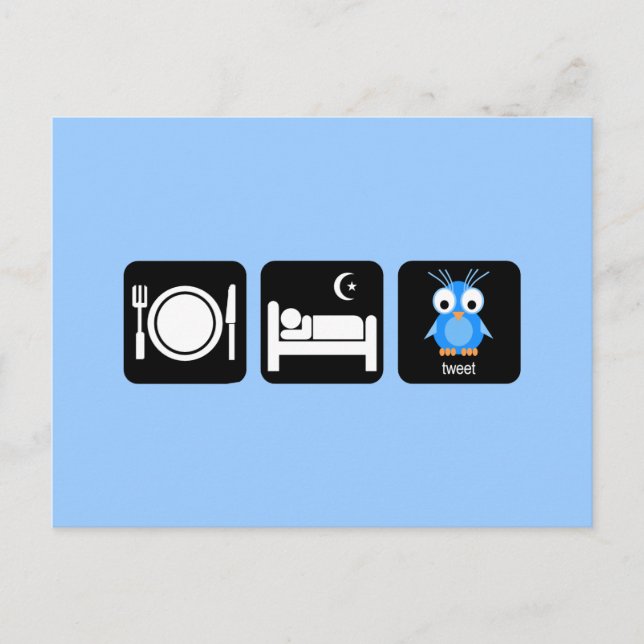 eat sleep tweet postcard (Front)