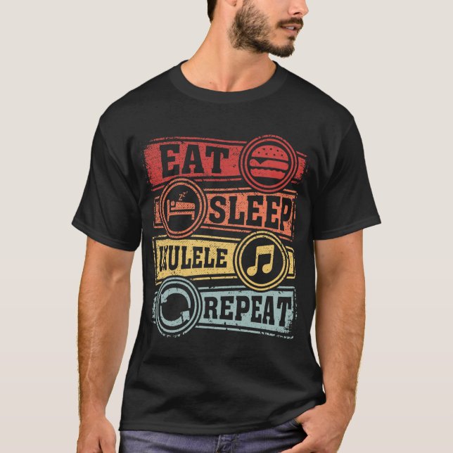 Eat Sleep Ukulele Repeat T-Shirt (Front)