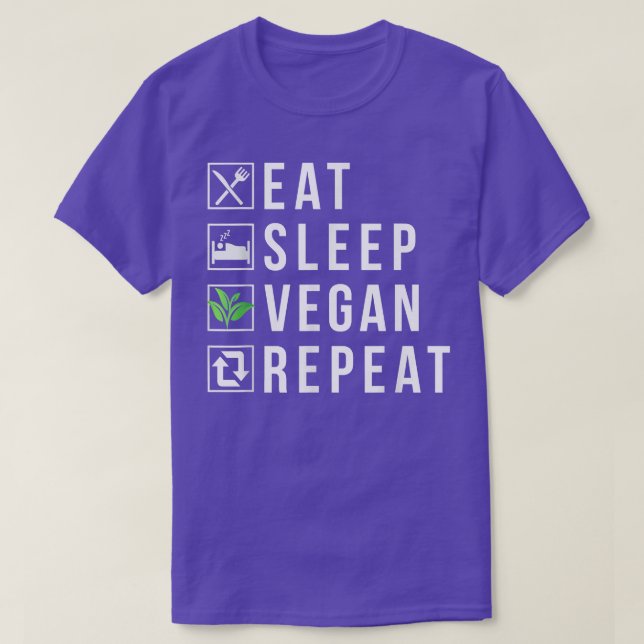 Eat Sleep Vegan Repeat Funny Vegetarian Lifestyle  T-Shirt (Design Front)