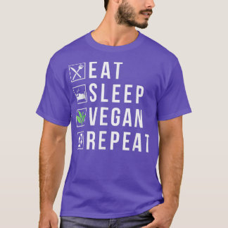 Eat Sleep Vegan Repeat Funny Vegetarian Lifestyle  T-Shirt
