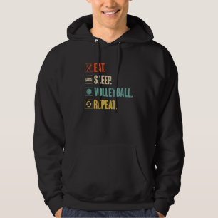 Eat Sleep Volleyball Repeat Retro Vintage Volleyba Hoodie