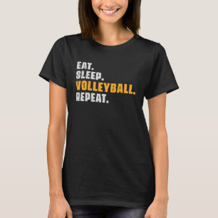 Eat Sleep Volleyball Repeat Volleyball Retro Vin T-Shirt