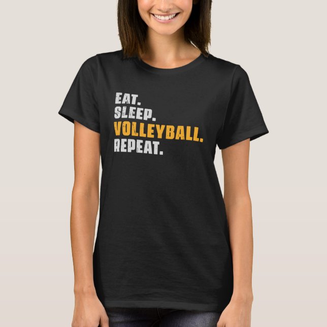 Eat Sleep Volleyball Repeat   Volleyball Retro Vin T-Shirt (Front)