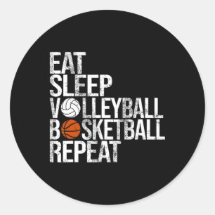 Eat Sleep Volleyll Sketll Repeat Funny Ll Classic Round Sticker