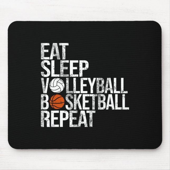 Eat Sleep Volleyll Sketll Repeat Funny Ll  Mouse Pad (Front)