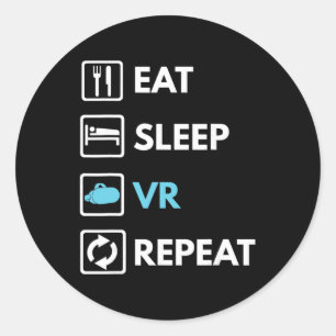 Eat Sleep Vr Repeat Funny Vr Gamer Boy Vr Athlete Classic Round Sticker