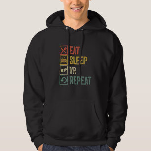 Eat Sleep Vr Repeat Retro Vintage Style Virtual Re Hoodie
