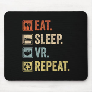Eat Sleep Vr Repeat Vintage Gamer Gaming Virtual R Mouse Pad