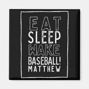 Eat sleep wake baseball modern hand drawn t shirt magnet