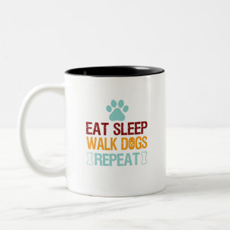 eat sleep walk dog repeat Dachshund Sasquatch Two-Tone Coffee Mug