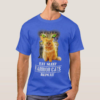Eat Sleep Warrior Cats Repeat Funny Cat Loverees v T-Shirt