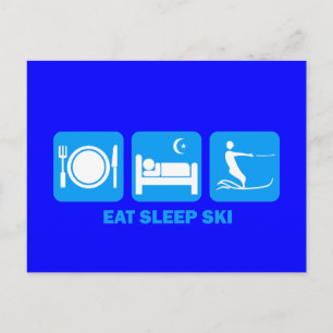 eat sleep water ski postcard