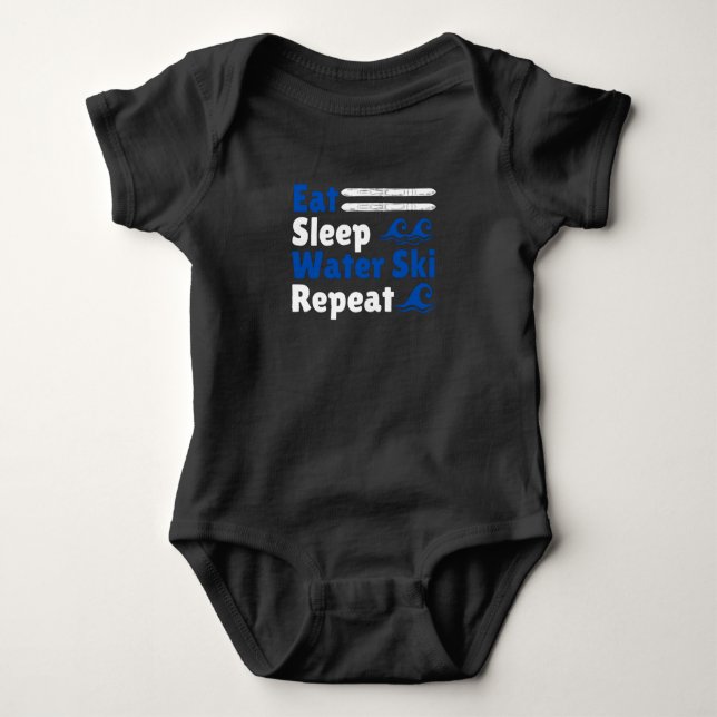 Eat Sleep Water Ski Repeat Baby Bodysuit (Front)