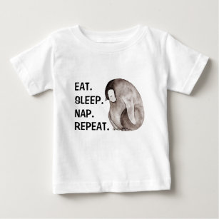 Eat Sleep... Watercolor Emperor Baby Penguin  Baby T-Shirt