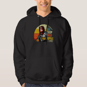 Eat Sleep Weld Repeat Welder Arc Welding Retro Vin Hoodie