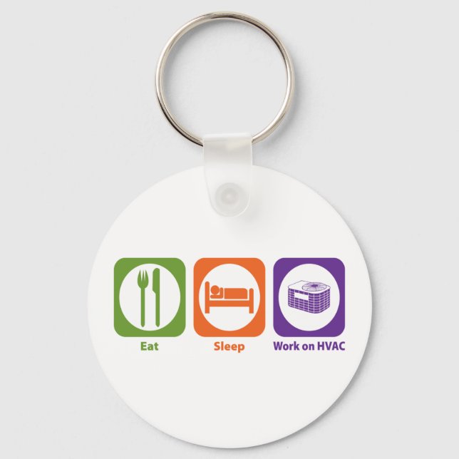 Eat Sleep Work on HVAC Key Ring (Front)