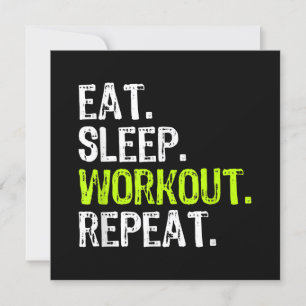 Eat Sleep Workout Repeat Funny Work Out Gym Gift Invitation