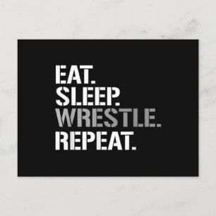 Eat Sleep Wrestle Repeat - Cool Wrestling Postcard