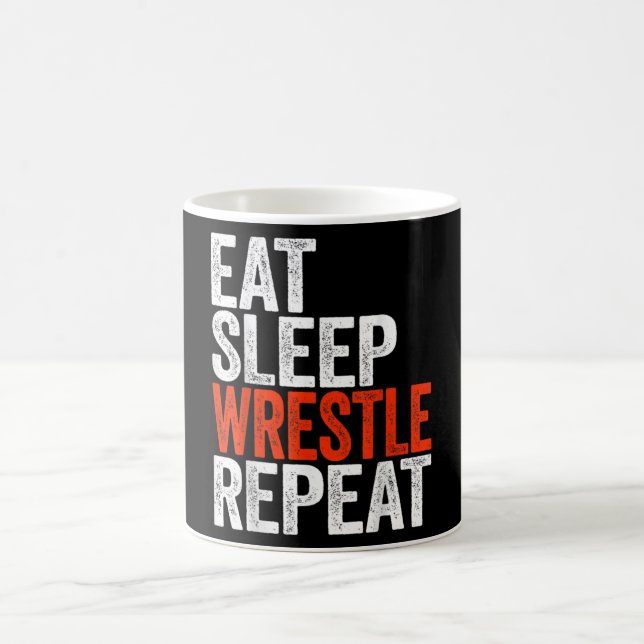 Eat Sleep Wrestle Repeat Wrestling Gif Coffee Mug (Center)