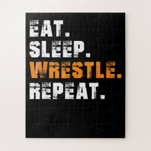 Eat Sleep Wrestle Repeat Wrestling Sport Gift Jigsaw Puzzle