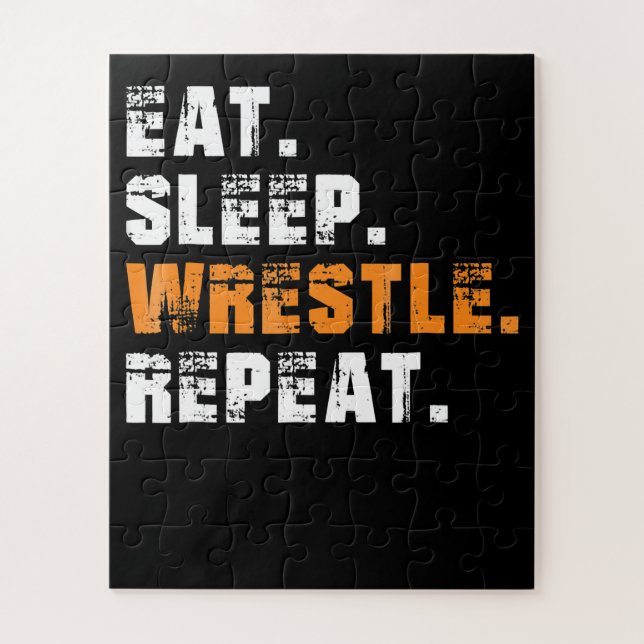 Eat Sleep Wrestle Repeat Wrestling Sport Gift Jigsaw Puzzle (Vertical)