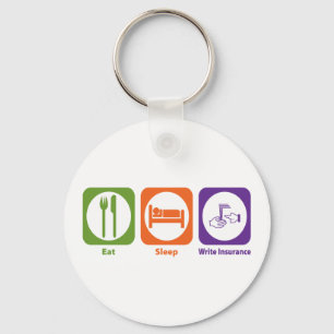 Eat Sleep Write Insurance Key Ring