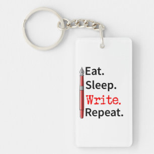 Eat Sleep Write Repeat Writer Key Ring