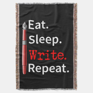 Eat Sleep Write Repeat Writer Throw Blanket