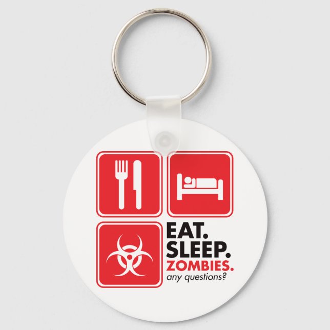 Eat Sleep Zombies - Red Key Ring (Front)