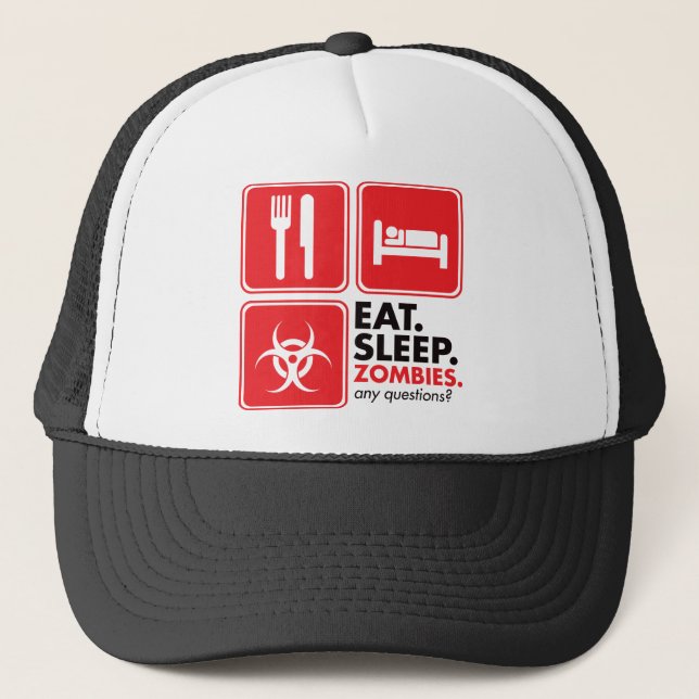Eat Sleep Zombies - Red Trucker Hat (Front)