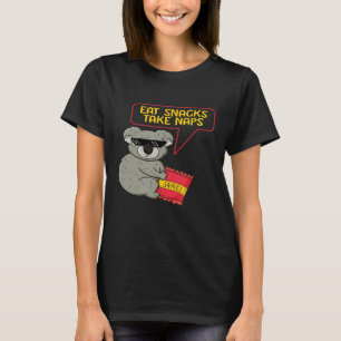 Eat Snacks Nap Fast Food Koala Bear Humour T-Shirt