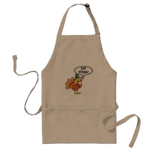 Eat Steak Turkey Thanksgiving Cartoon Standard Apron