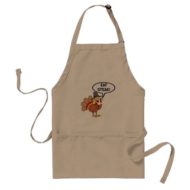 Eat Steak Turkey Thanksgiving Cartoon Standard Apron (Front)