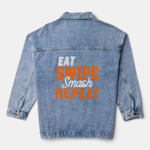 Eat Swipe Smash Online Single Dating Party Frat Ga Denim Jacket