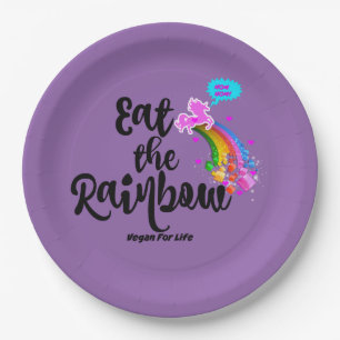 Eat the Rainbow- Vegan for life paper plates set