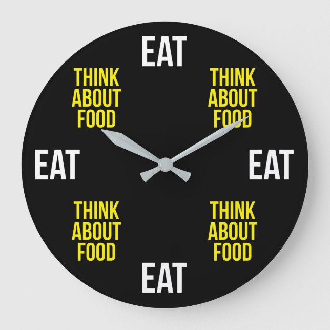 Eat, Think About Food - Funny Novelty Large Clock (Front)