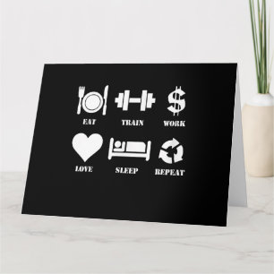 Eat Train Work Love Sleep Repeat Motivational Gym Card