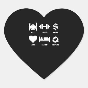 Eat Train Work Love Sleep Repeat Motivational Gym Heart Sticker