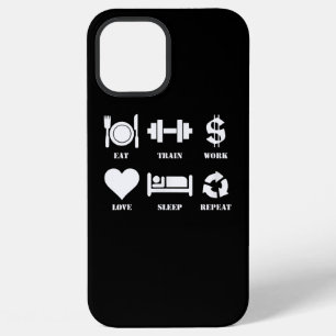 Eat Train Work Love Sleep Repeat Motivational Gym iPhone 12 Pro Max Case