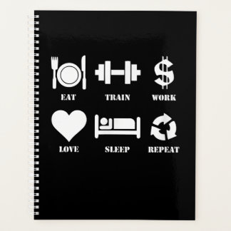 Eat Train Work Love Sleep Repeat Motivational Gym Planner