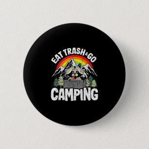 Eat trash & go camping camper racoon rainbow 6 cm round badge