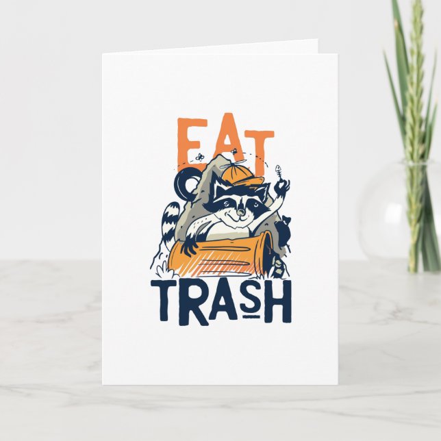Eat Trash Funny Racoon Junk Food Gift Card (Front)