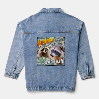 Eat Trash Get Cash Washbär Meme Denim Jacket
