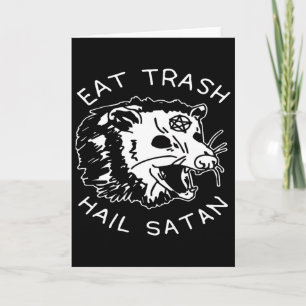 Eat Trash Hail Satan Matching Christmas Pajama Xma Card